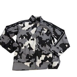 Adidas Black White Gray Camo Track Zip Jacket Boy's size 5
